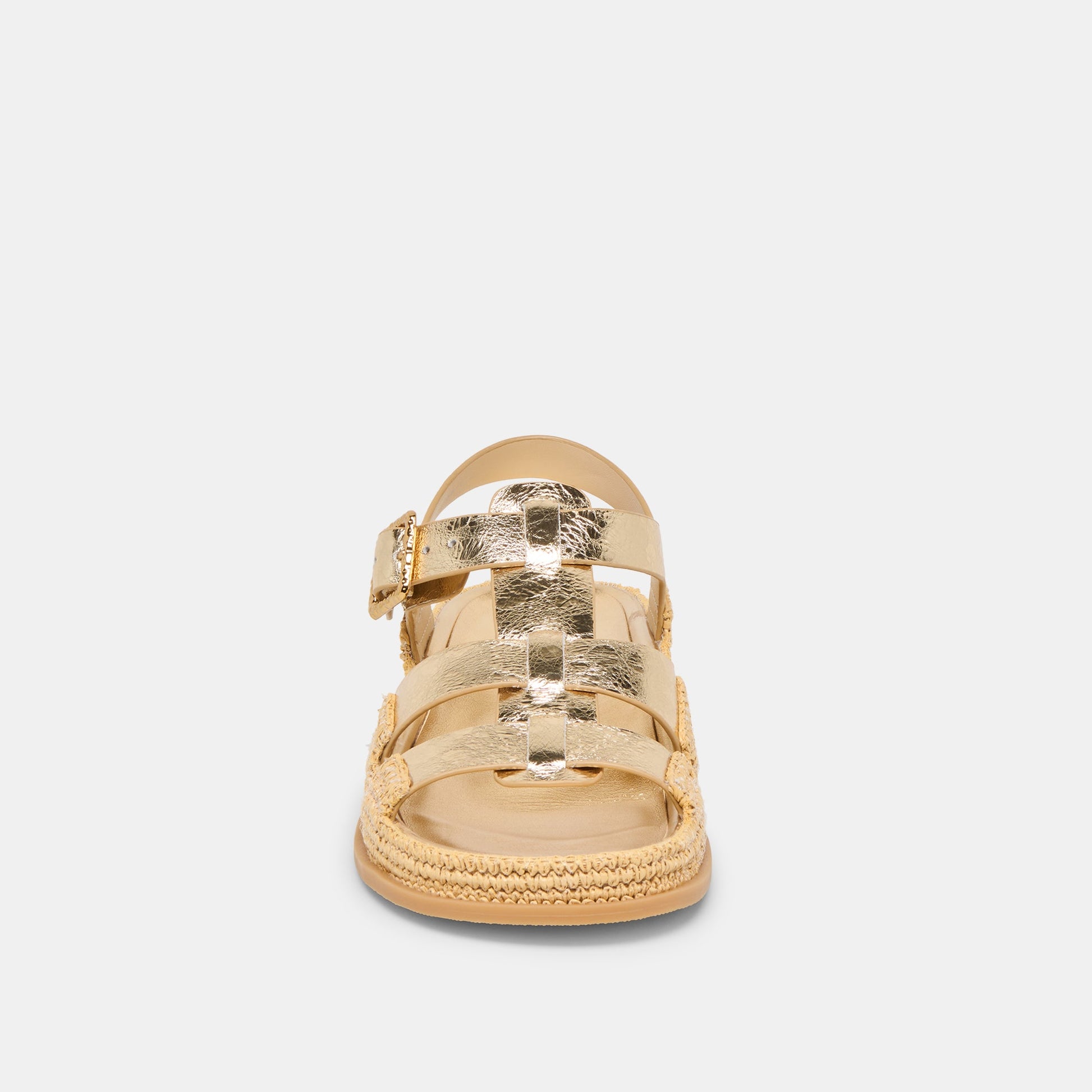 Shenna Gold Distressed Leather Sandals
