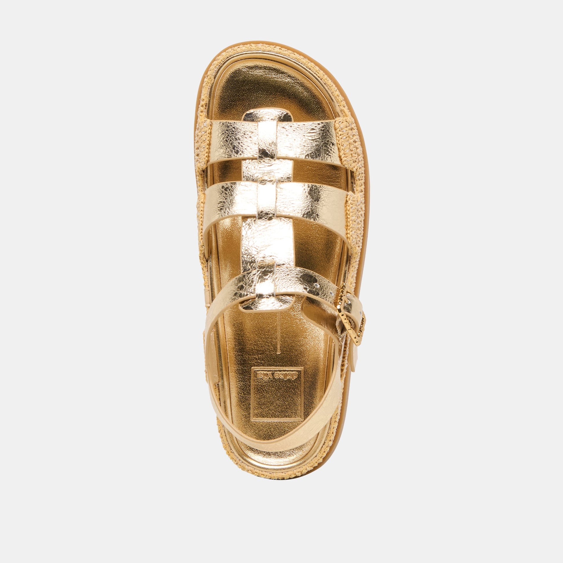 Shenna Gold Distressed Leather Sandals