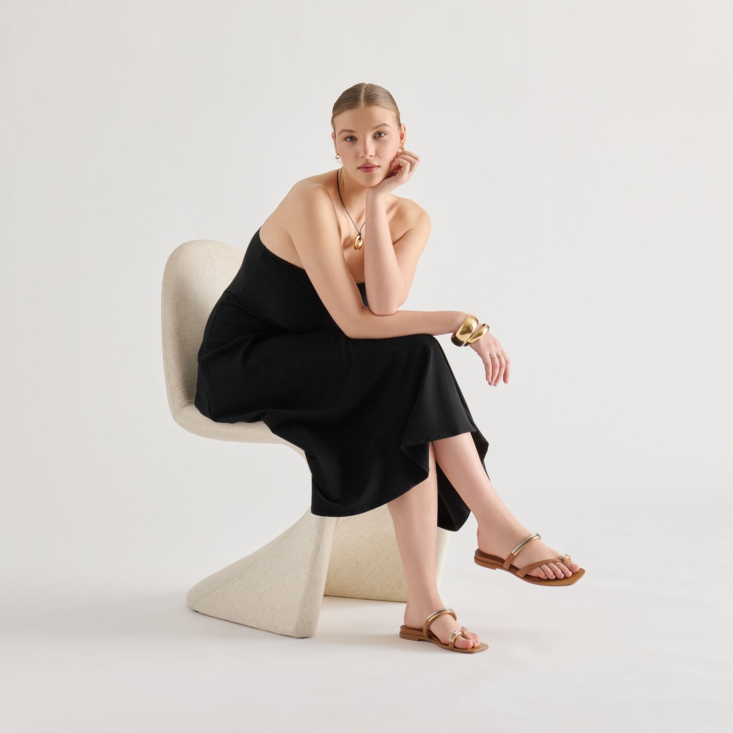 Tarina Caramel Leather Sandals