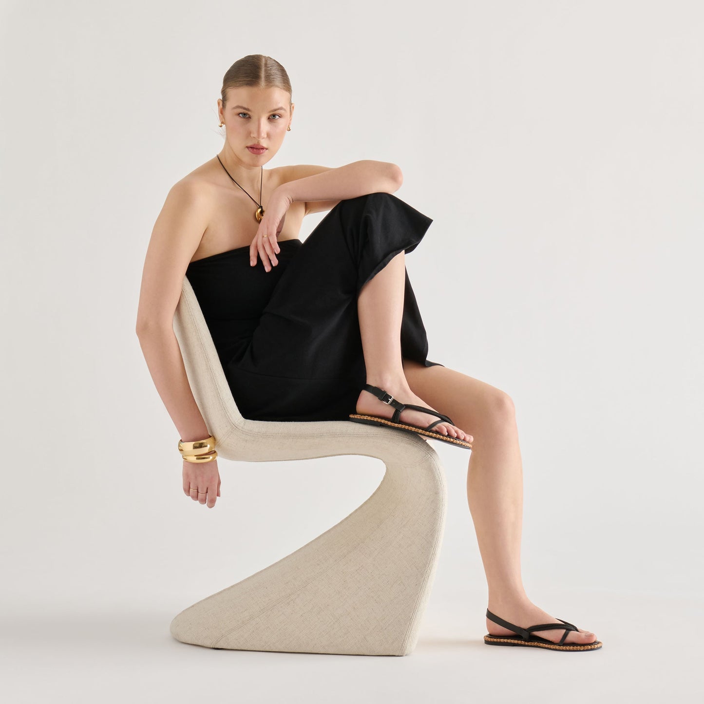 Reed Black Leather Sandals