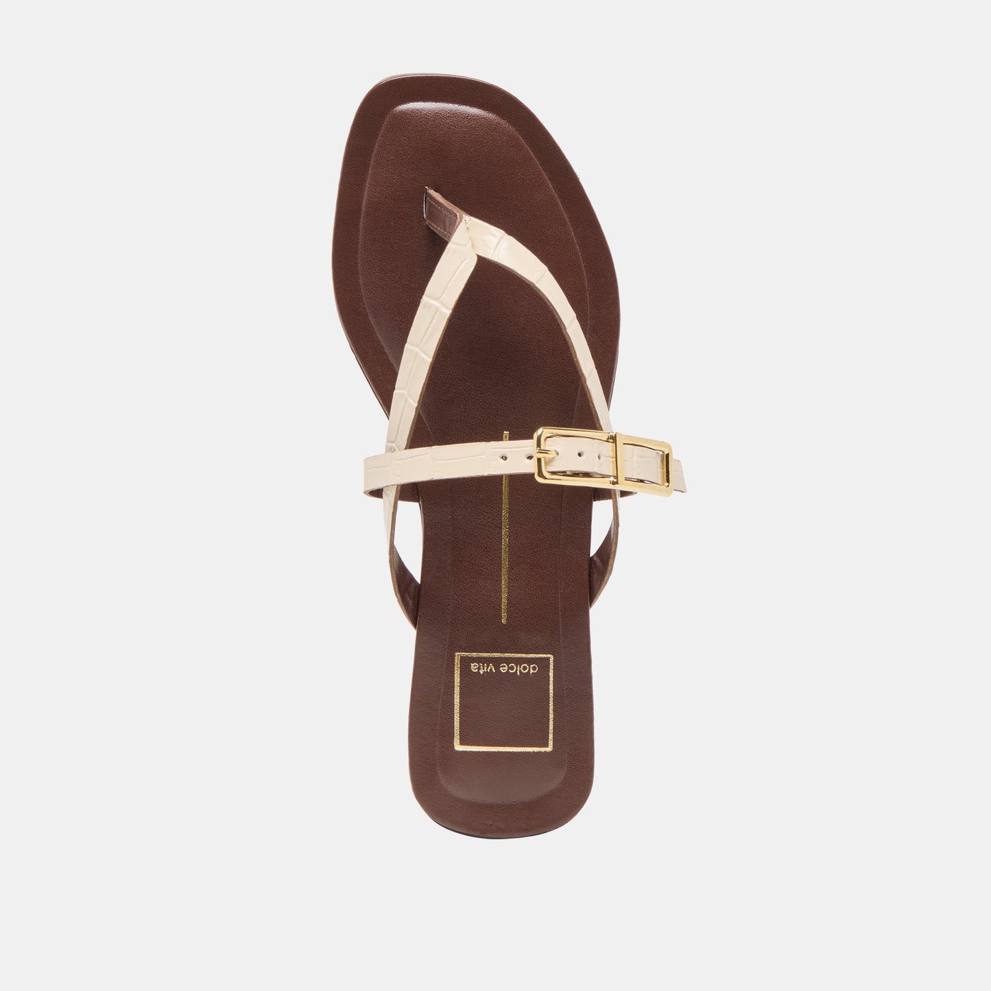 Piers Beige Croco Embossed Leather Sandals