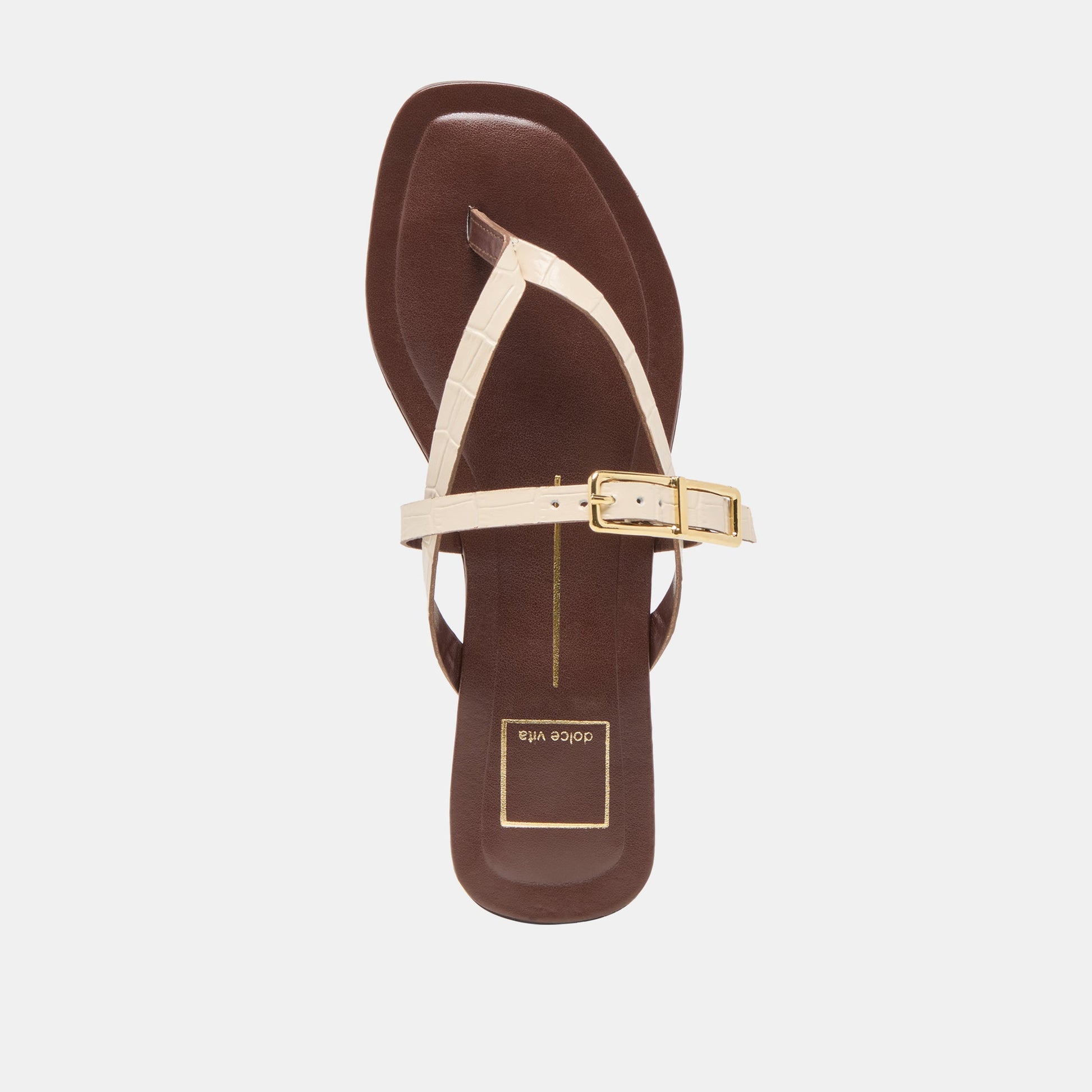 Piers Beige Croco Embossed Leather Sandals