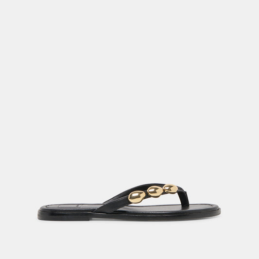 Juny Black Leather Sandals
