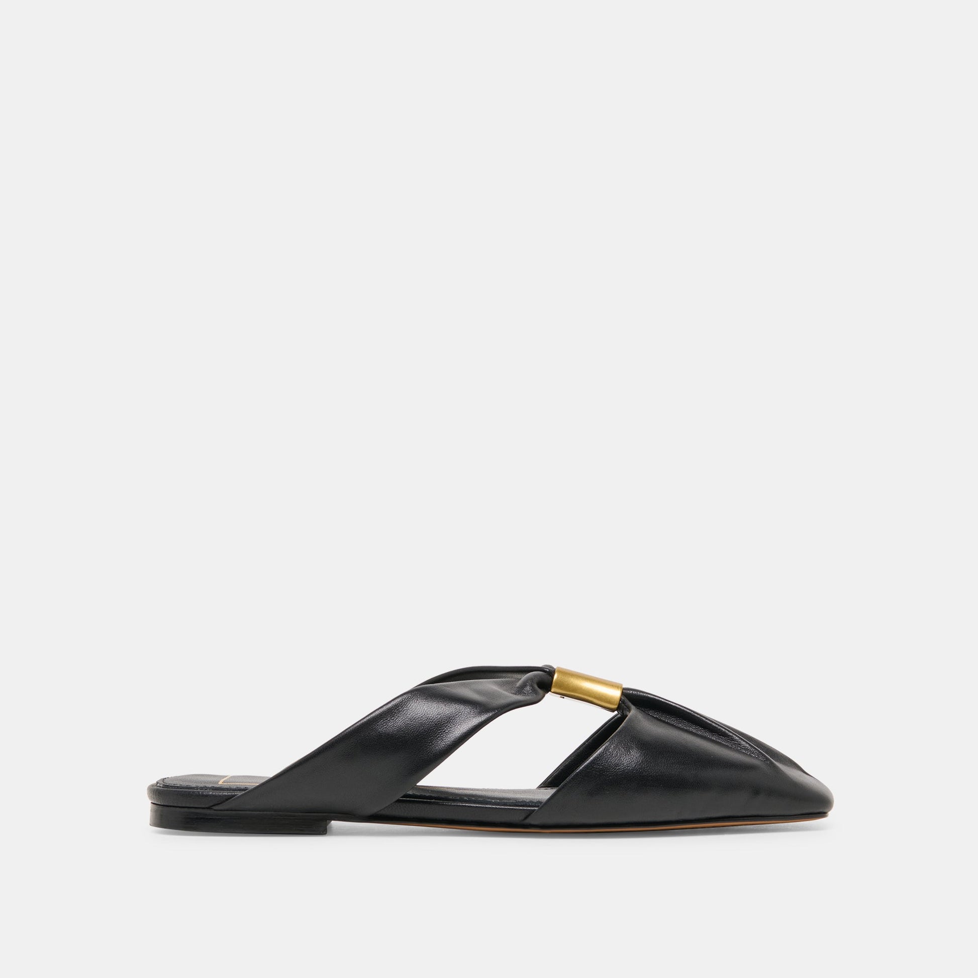 Franey Black Leather Flats