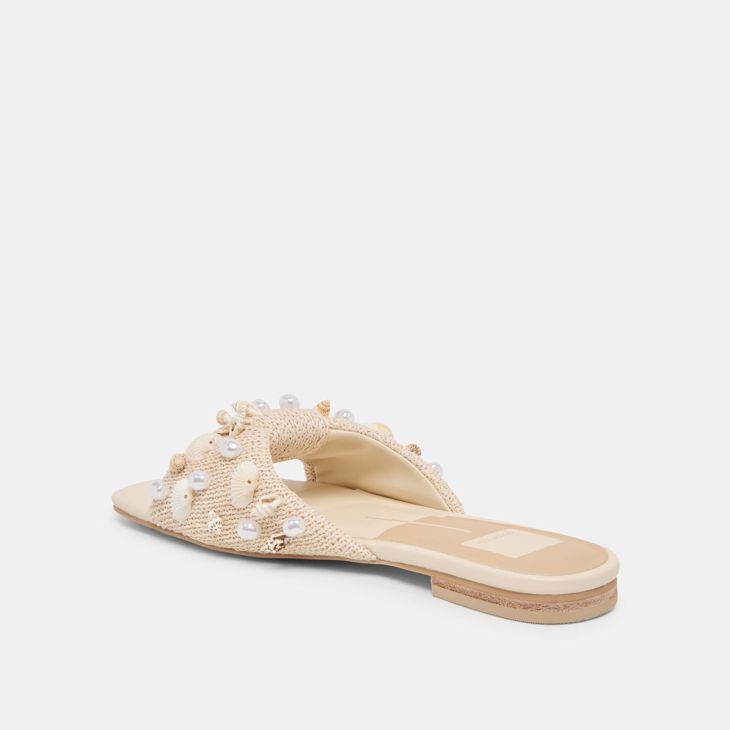 Lizza Oatmeal Beaded Raffia Sandals