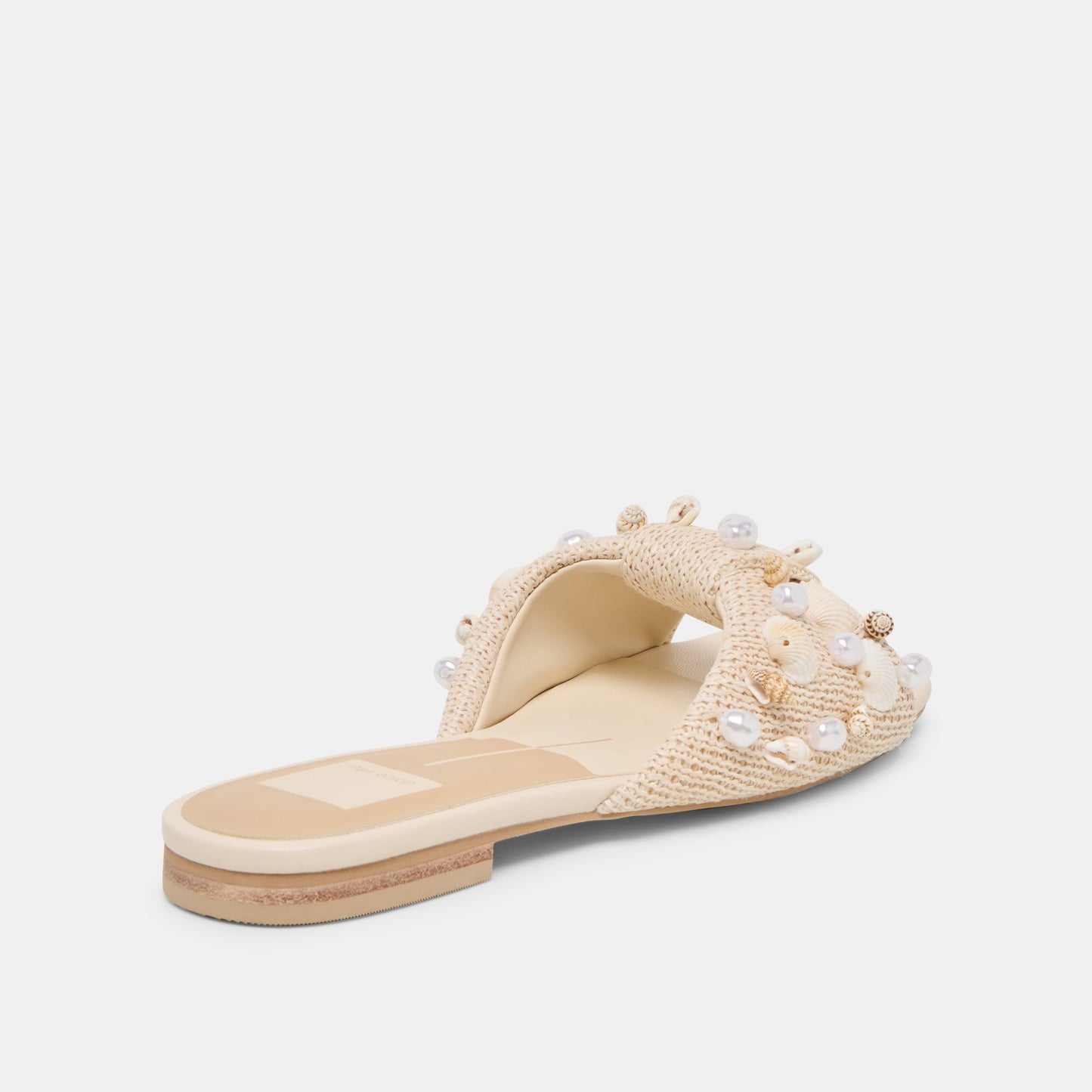 Lizza Oatmeal Beaded Raffia Sandals