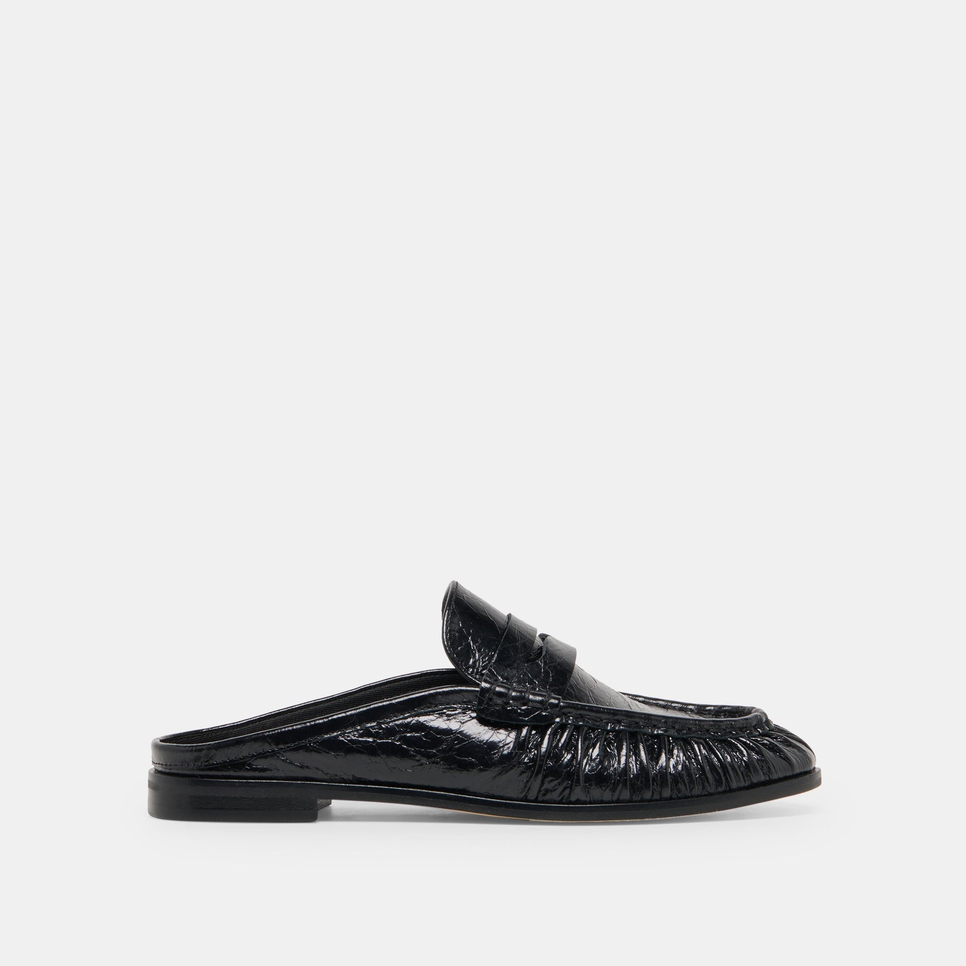BETZY Midnight Crinkle Patent Closed-Toe Slip-On Loafers