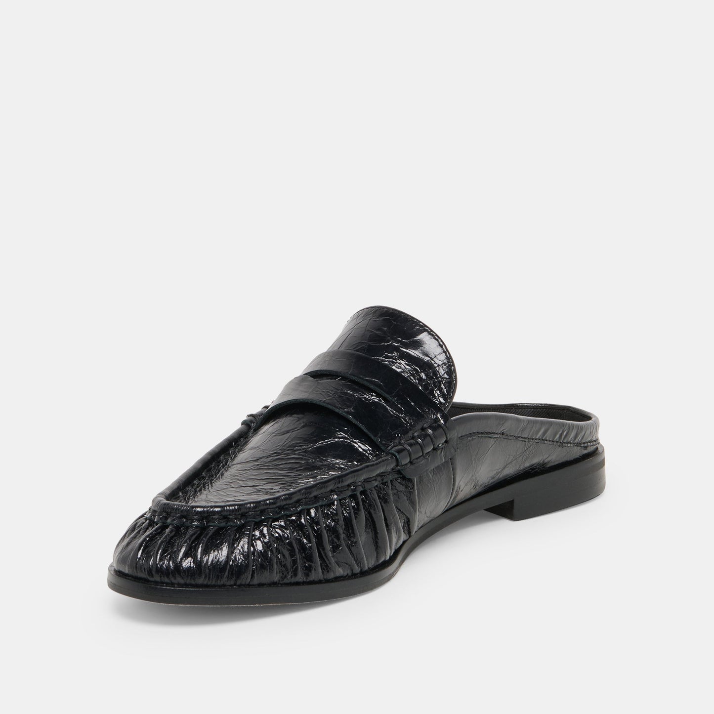 BETZY Midnight Crinkle Patent Closed-Toe Slip-On Loafers