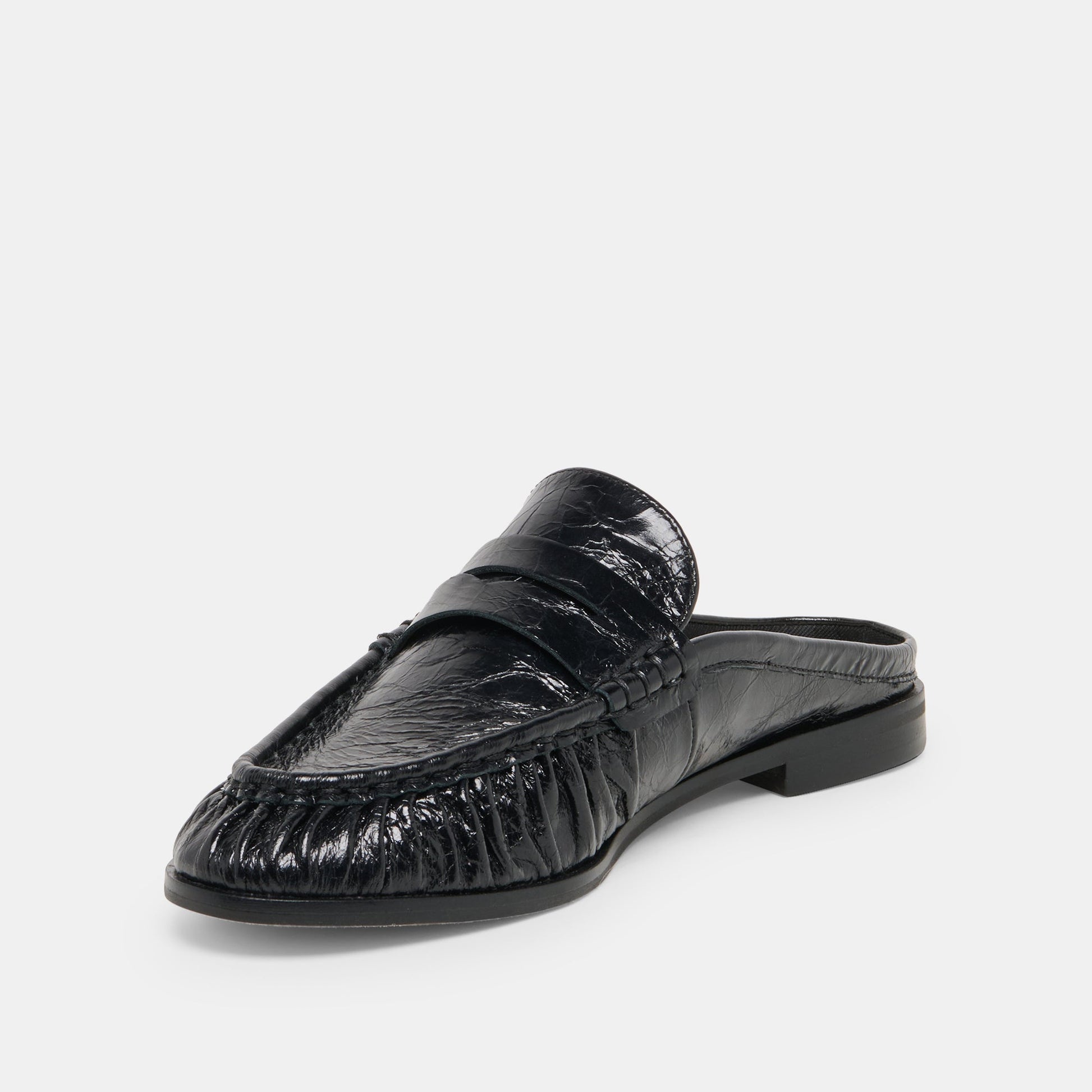 BETZY Midnight Crinkle Patent Closed-Toe Slip-On Loafers