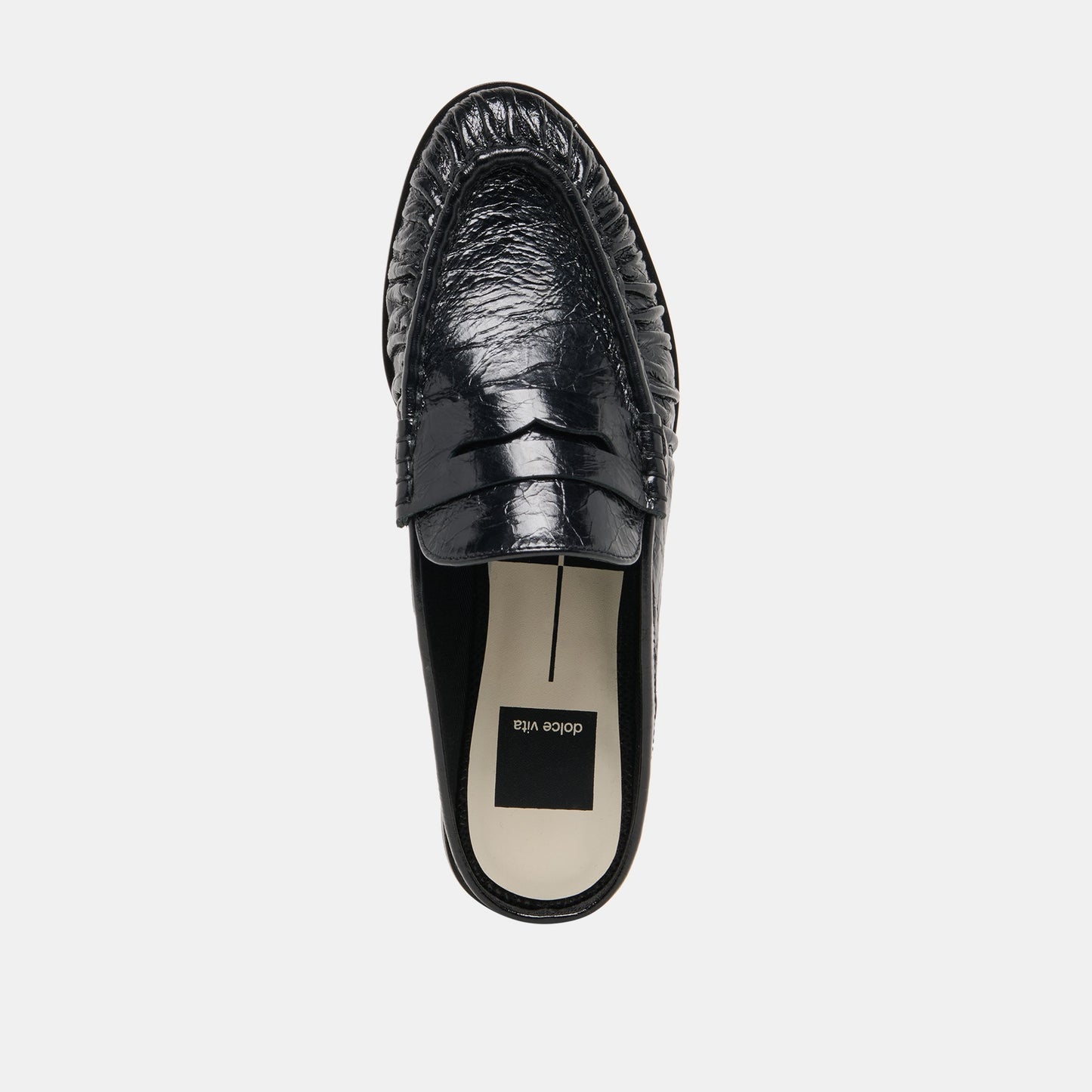 BETZY Midnight Crinkle Patent Closed-Toe Slip-On Loafers