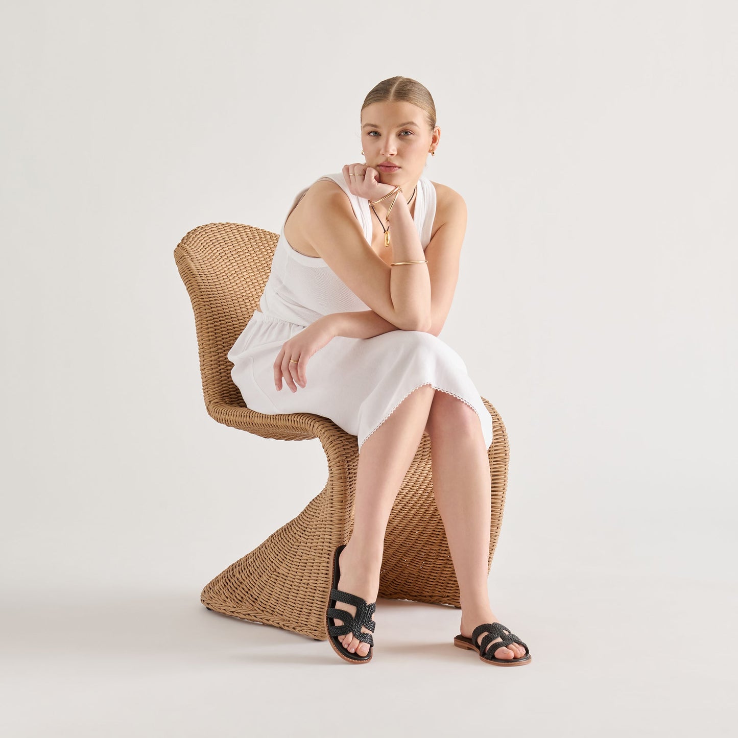 EMON Black Stella Slide Open-Toe Sandals