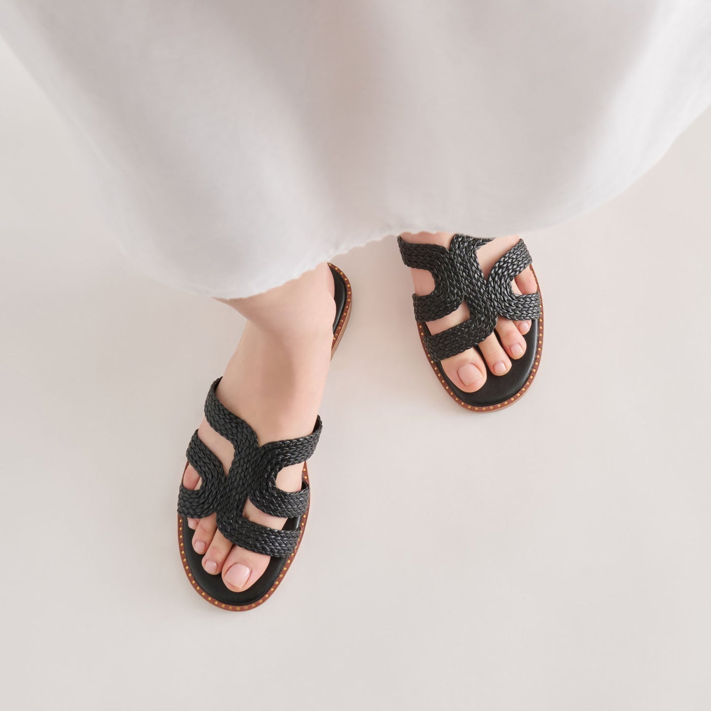 EMON Black Stella Slide Open-Toe Sandals