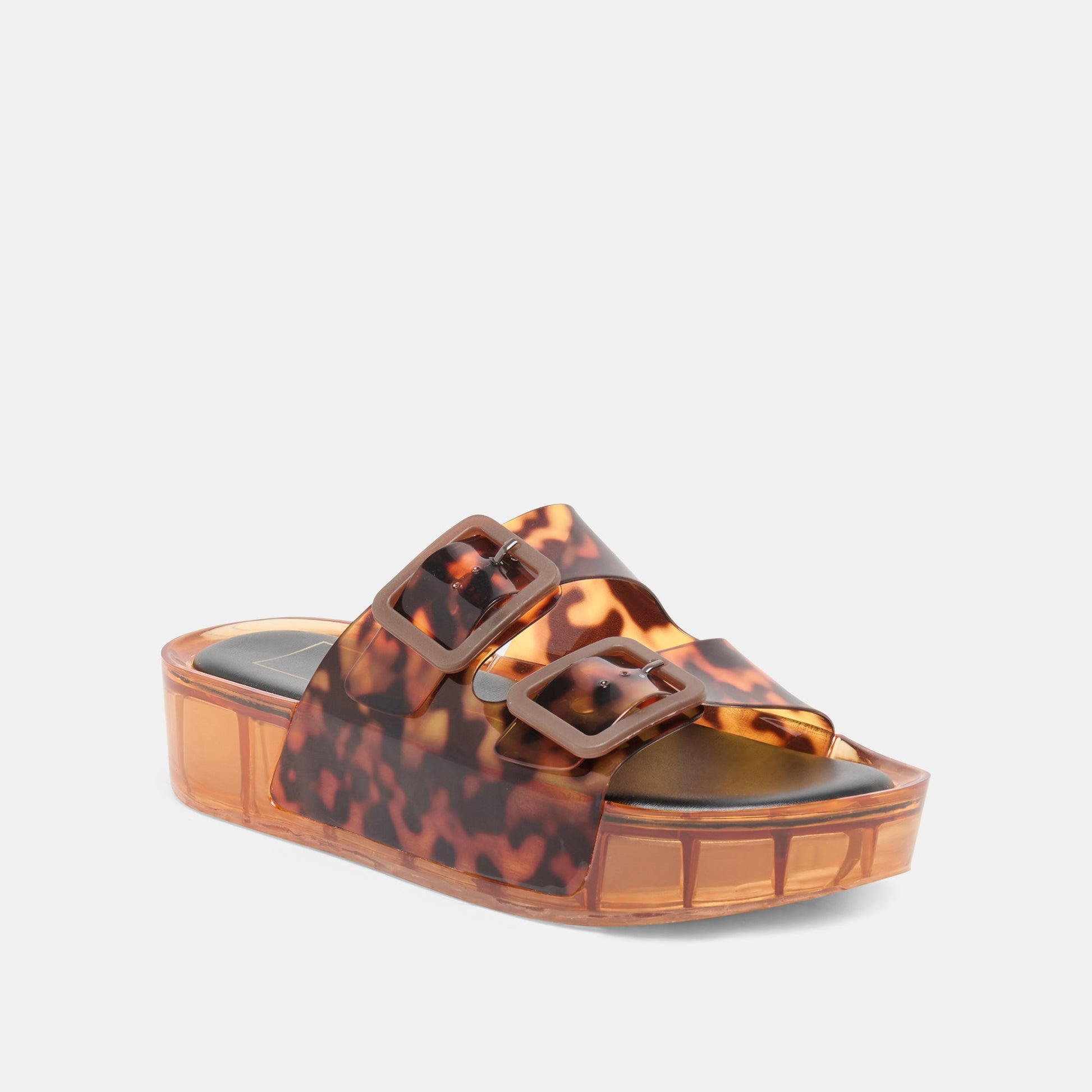 JULIO X Tortoise Vinyl Jelly Platform Sandals