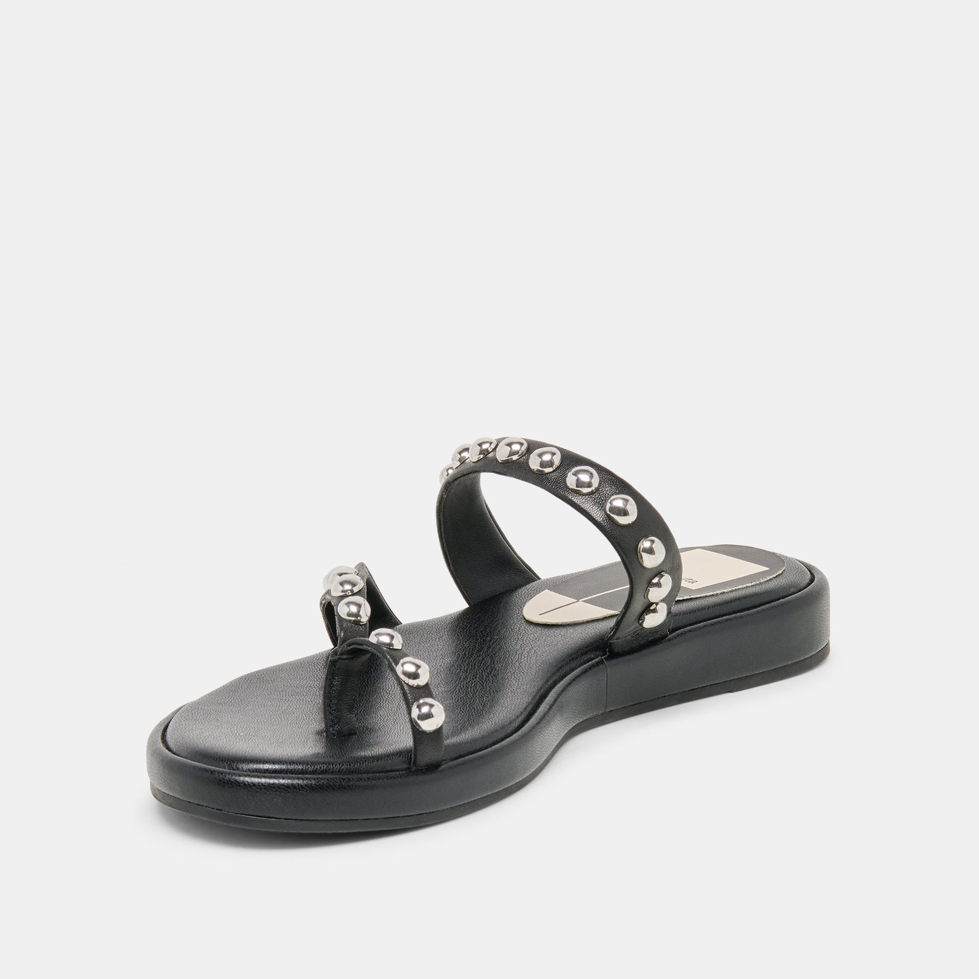 Amary Stud Black Leather Sandals