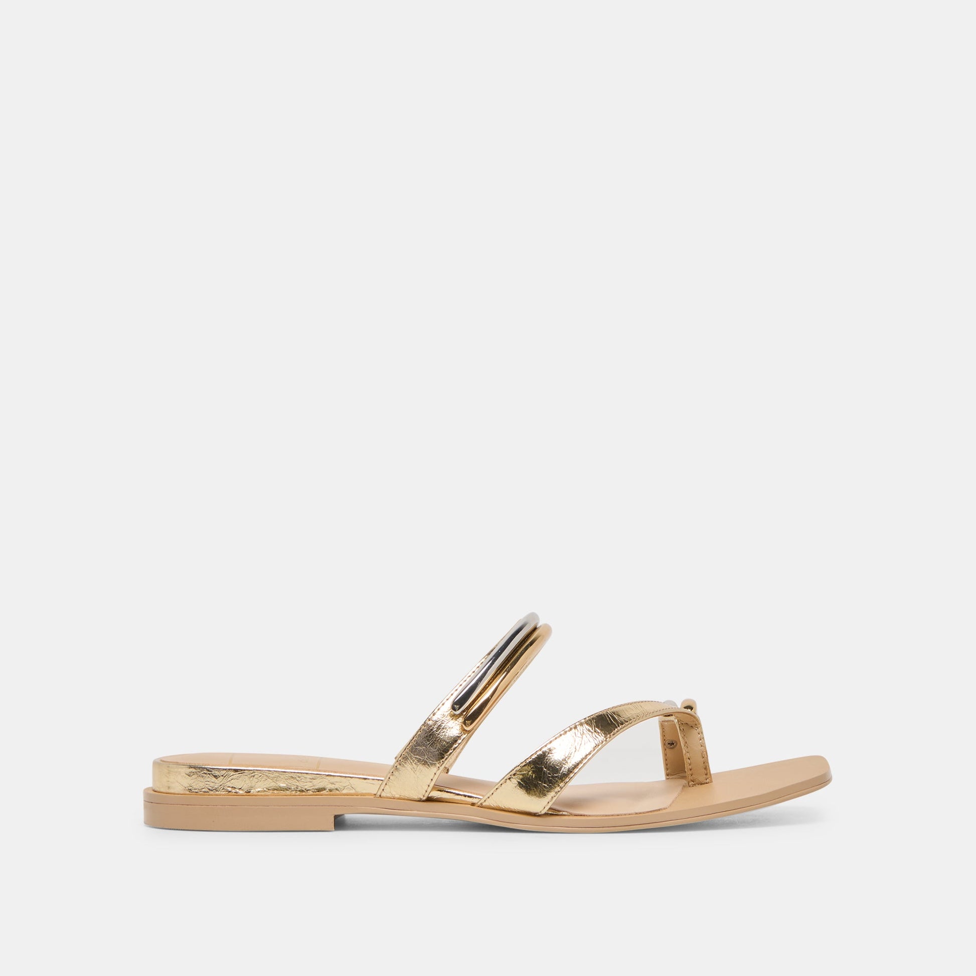 Tarina Gold Leather Sandals