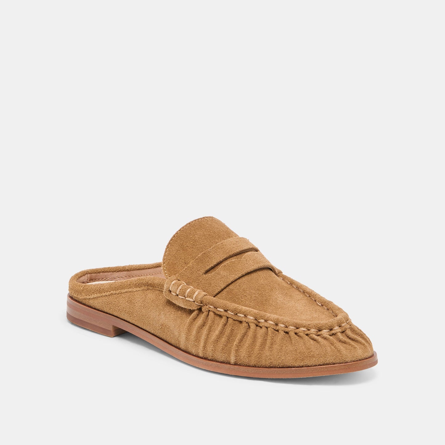 BETZY Lt Brown Suede Closed-Toe Slip-On Loafers