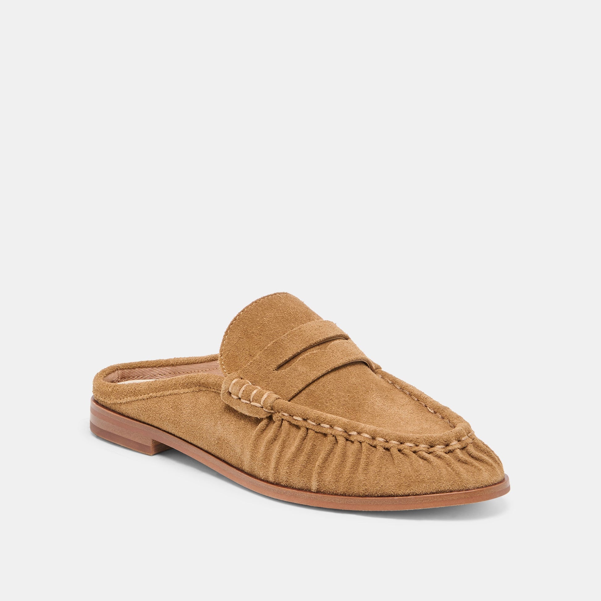 BETZY Lt Brown Suede Closed-Toe Slip-On Loafers
