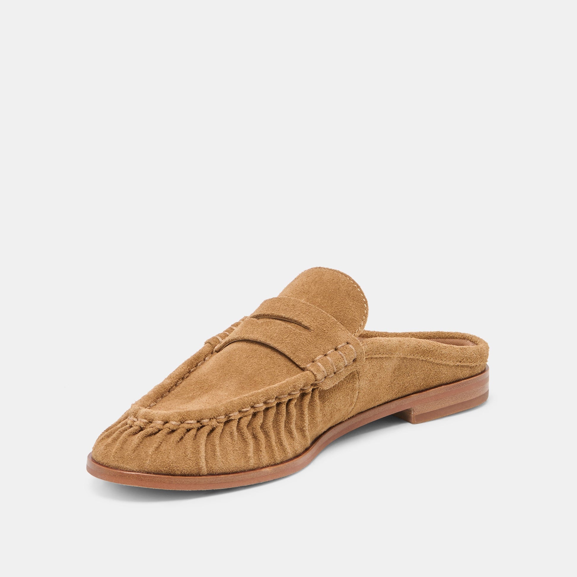 BETZY Lt Brown Suede Closed-Toe Slip-On Loafers