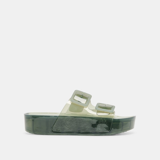 JULIO X Olive Vinyl Jelly Platform Sandals
