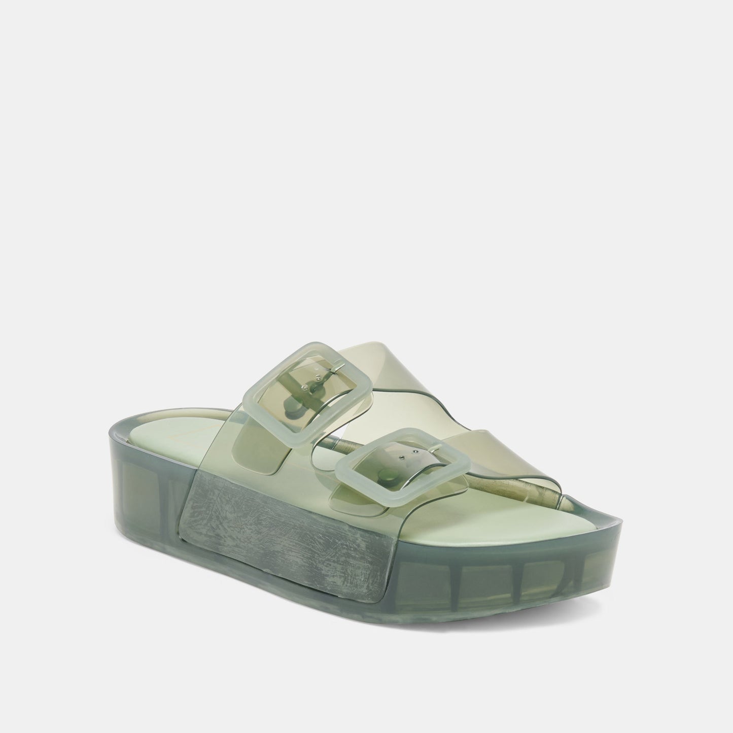 JULIO X Olive Vinyl Jelly Platform Sandals