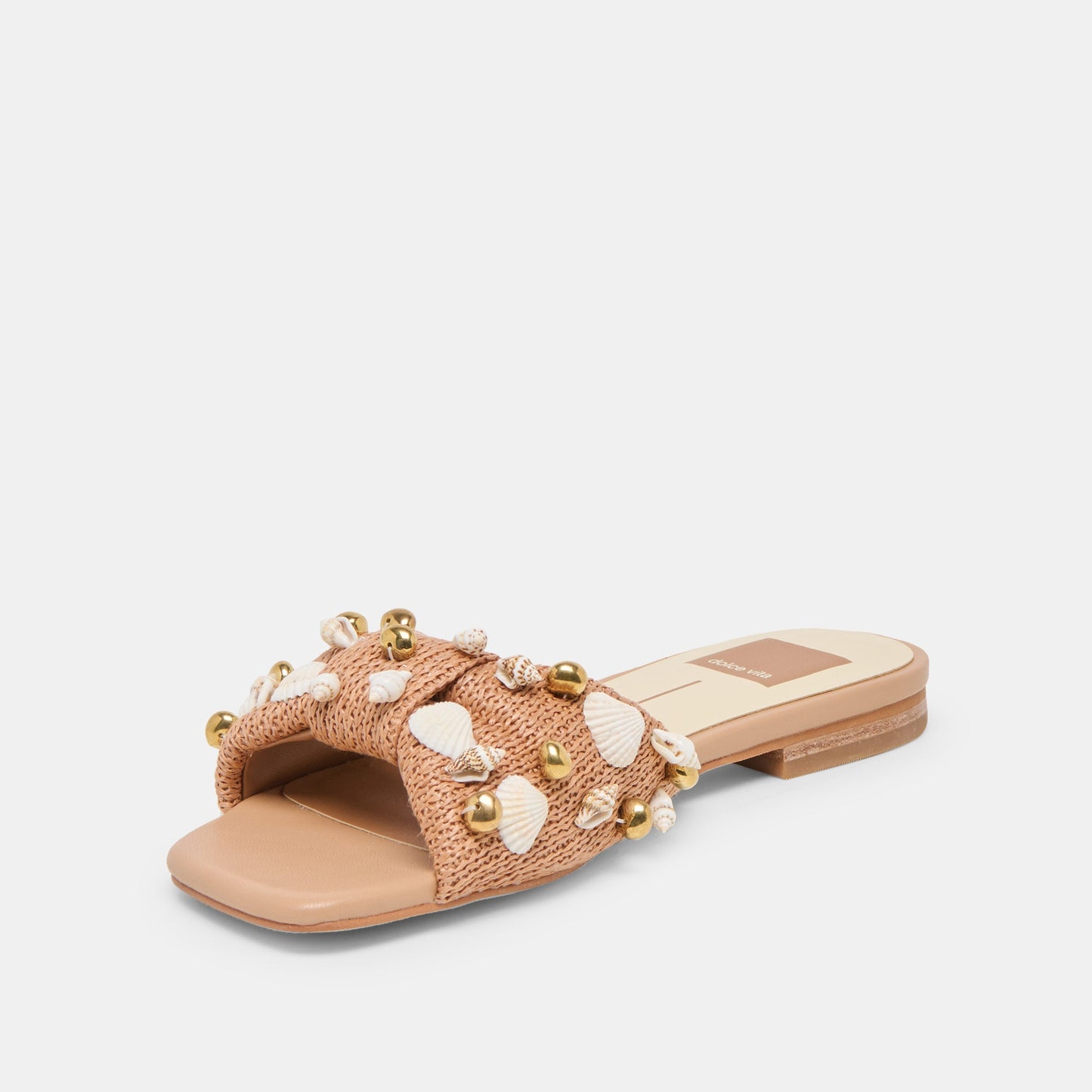 Lizza Toffee Beaded Raffia Sandals