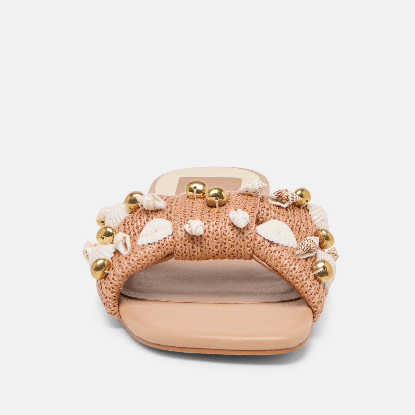 Lizza Toffee Beaded Raffia Sandals