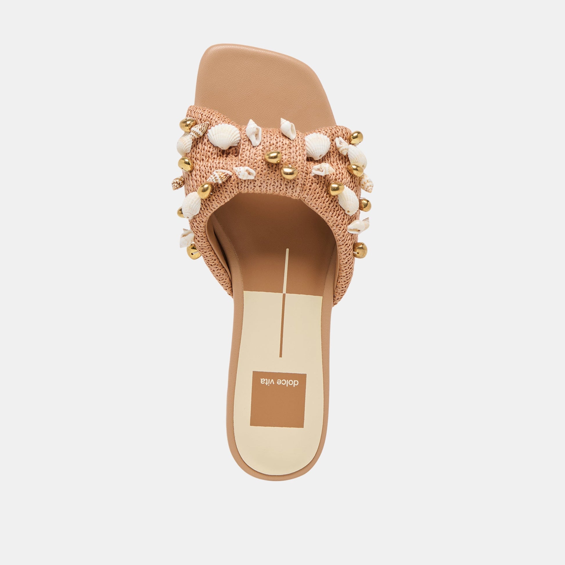 Lizza Toffee Beaded Raffia Sandals