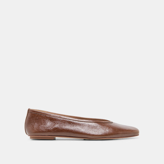 CARET Russet Leather Pointed-Toe Ballet Flats