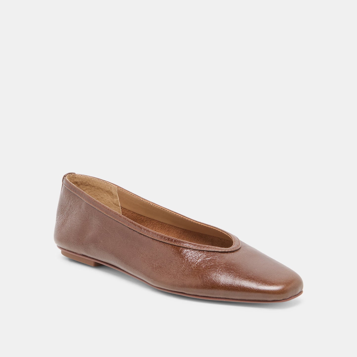 CARET Russet Leather Pointed-Toe Ballet Flats
