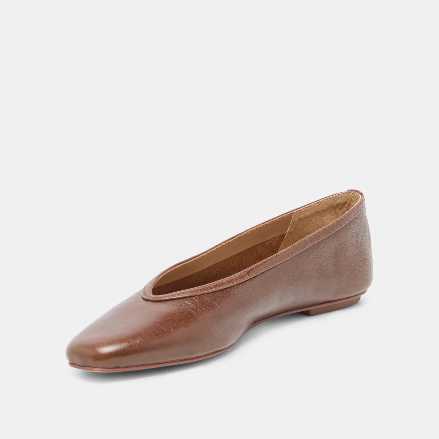 CARET Russet Leather Pointed-Toe Ballet Flats