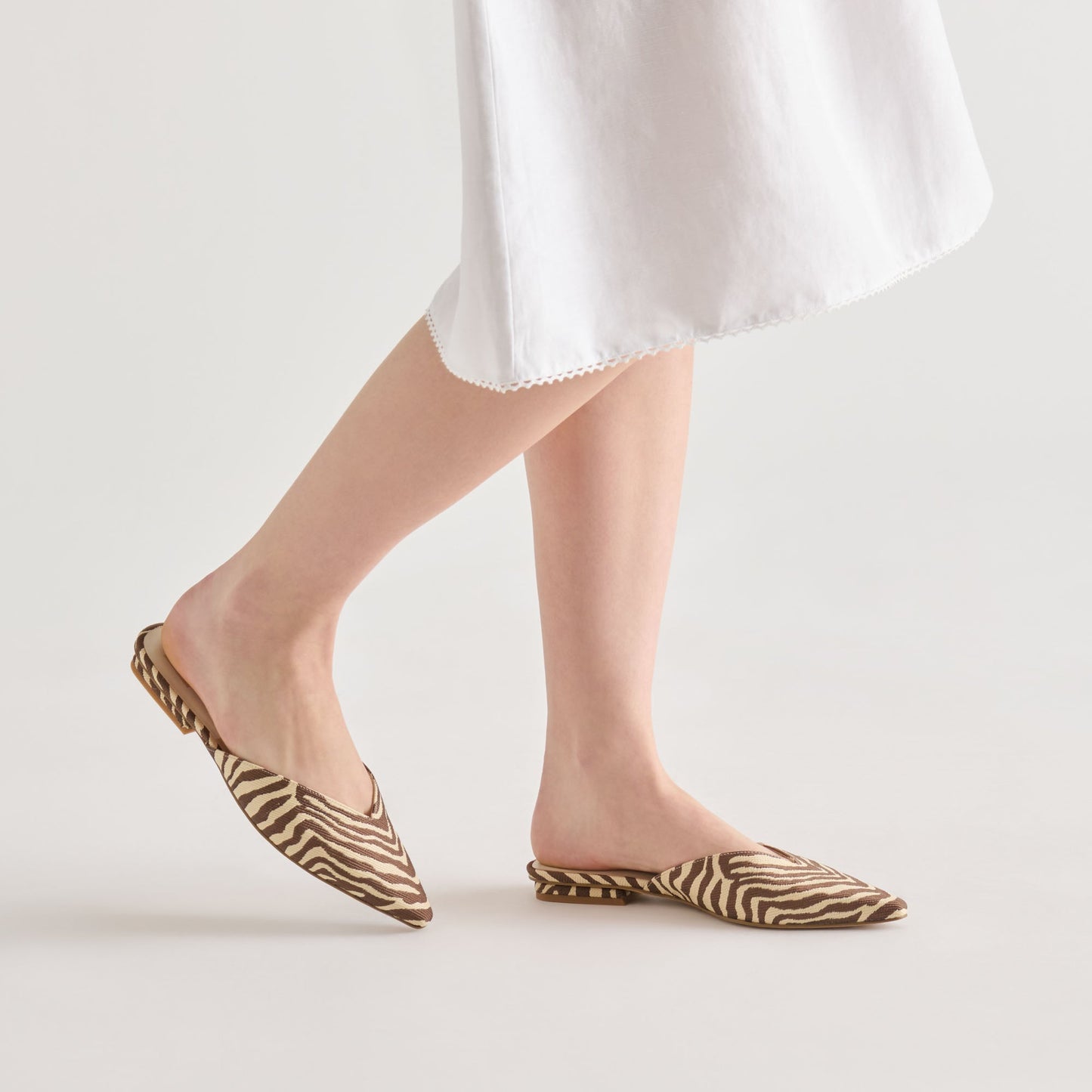 Elm Beige Zebra Raffia Flats
