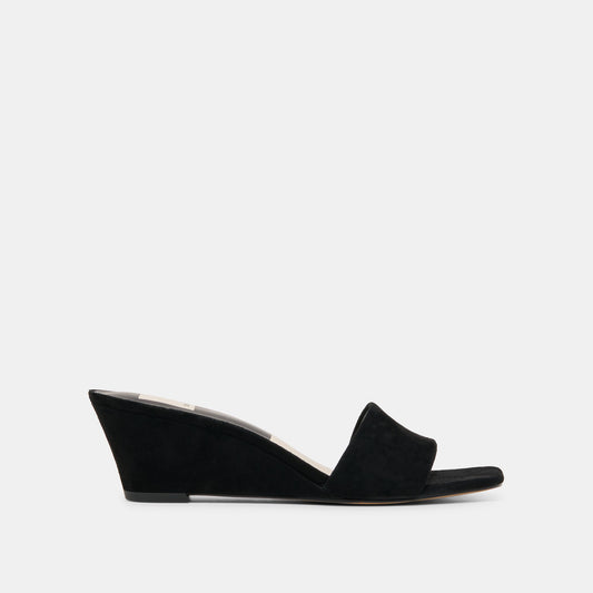Qaily Onyx Suede Wedges