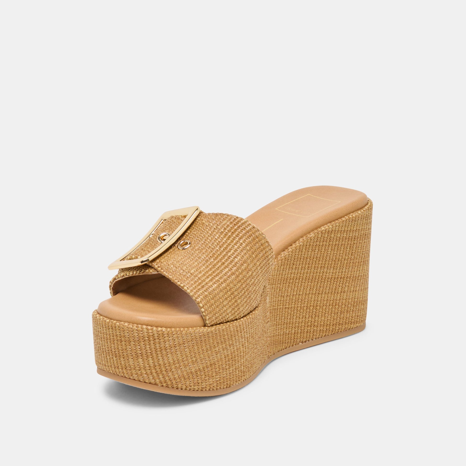 Jilian Wide Mocha Raffia Wedges