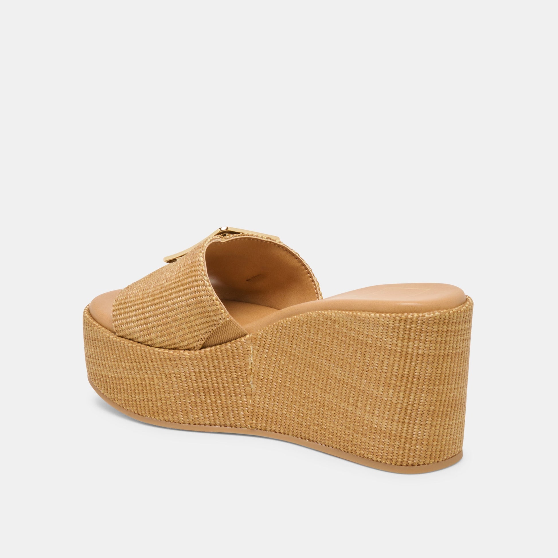 Jilian Wide Mocha Raffia Wedges