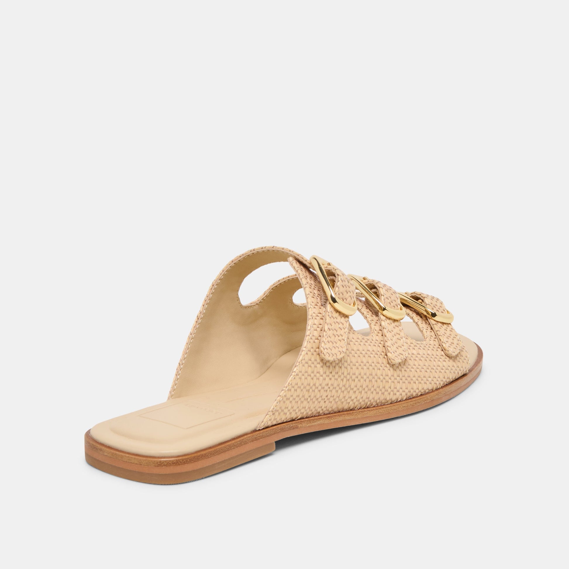 FIN Sand Raffia Open-Toe Slide Sandals