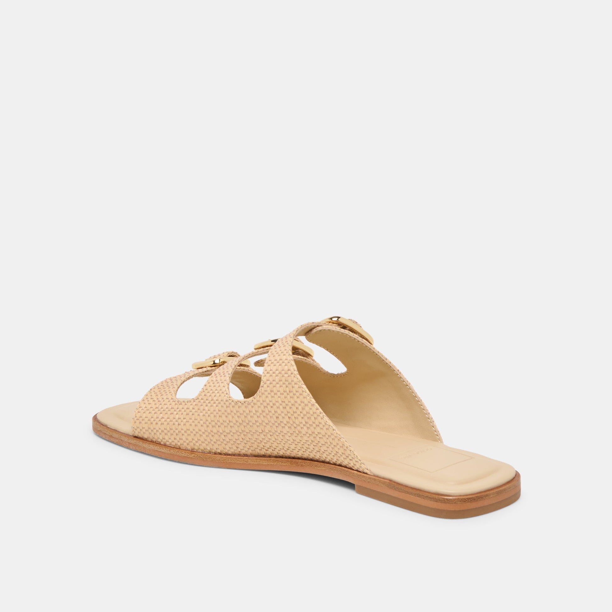 FIN Sand Raffia Open-Toe Slide Sandals
