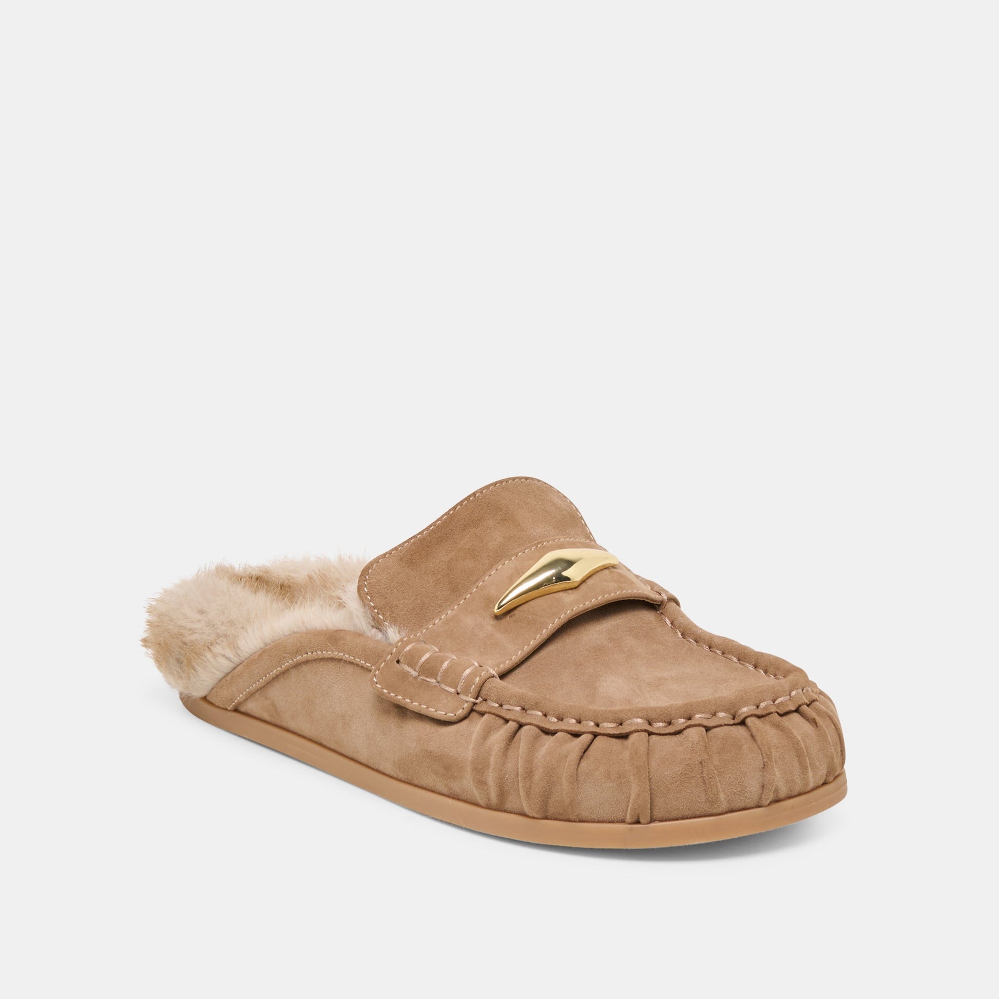 Jodero Plush Mushroom Suede Flats