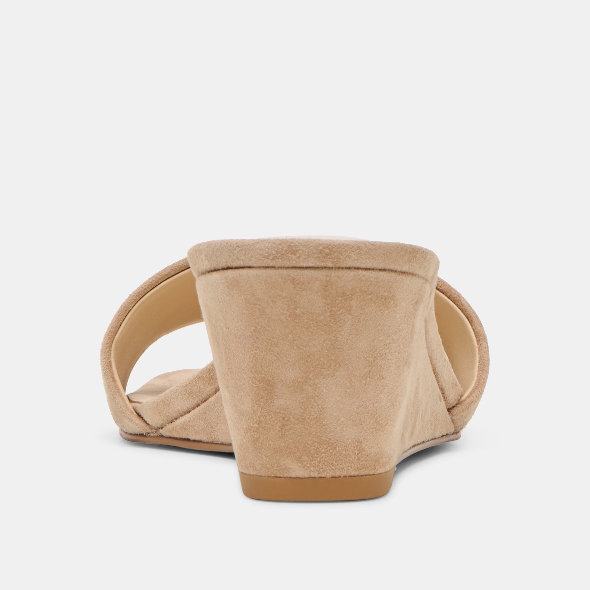 Qaily Wide Camel Suede Wedges