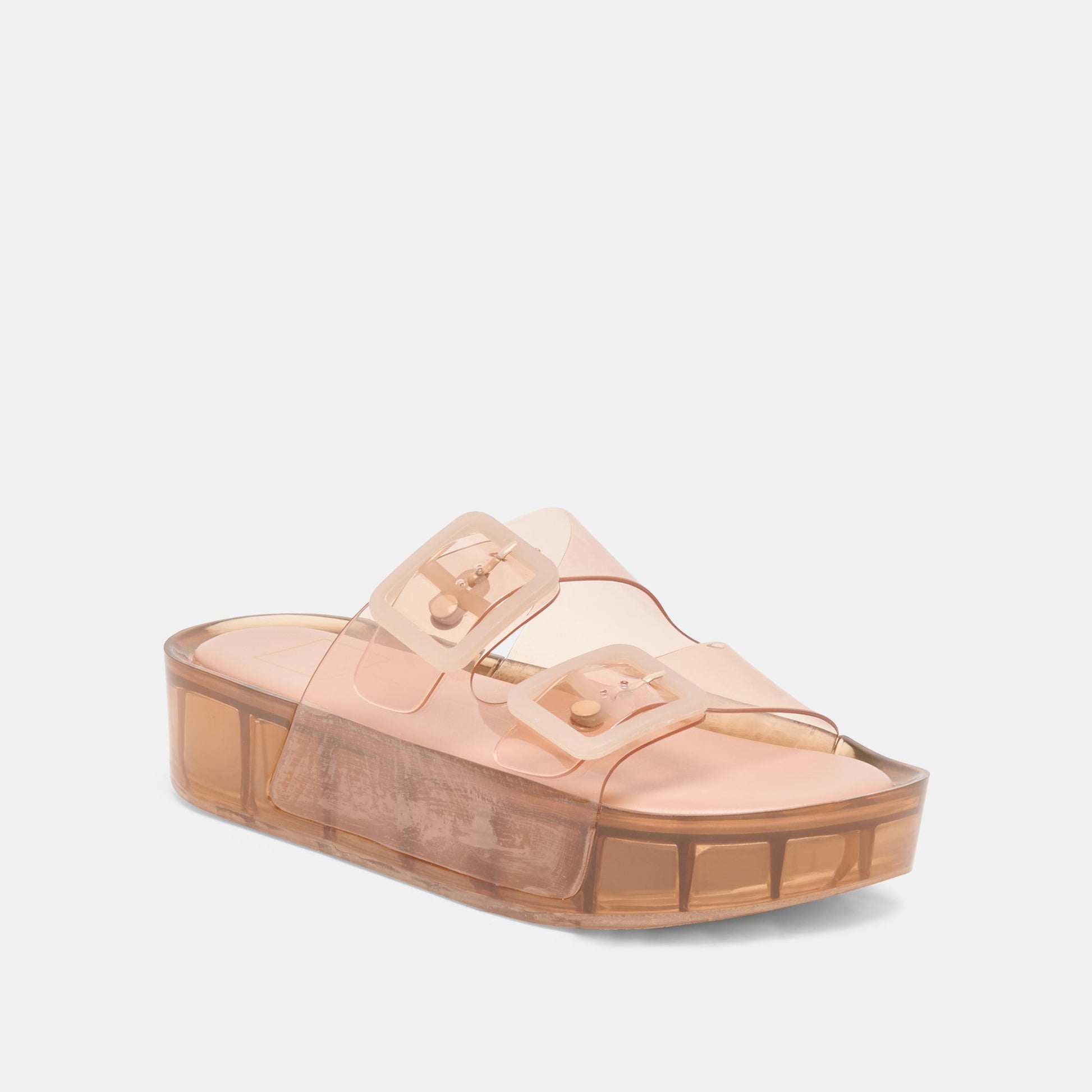 JULIO X Mocha Vinyl Jelly Platform Sandals