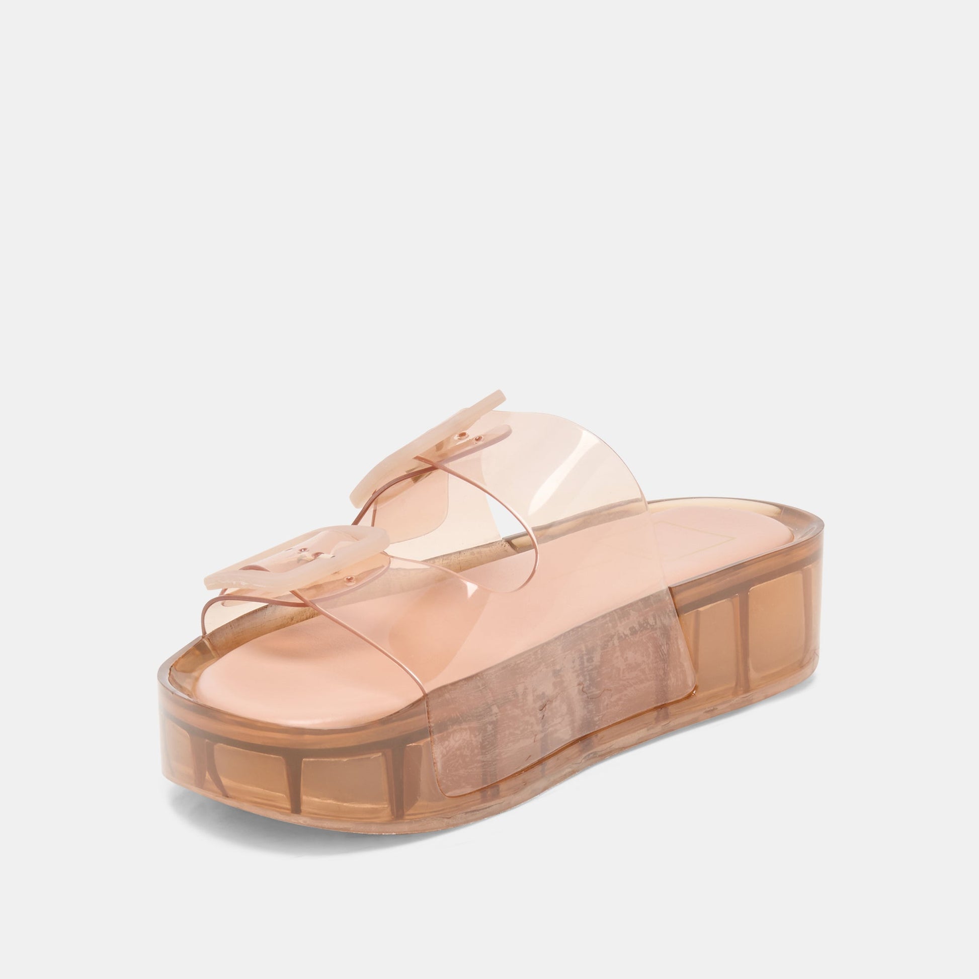 JULIO X Mocha Vinyl Jelly Platform Sandals