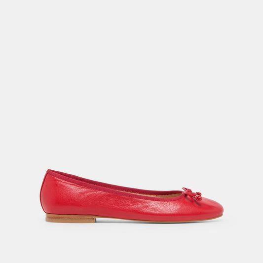 Ritla Wide Cherry Leather Ballet Flats