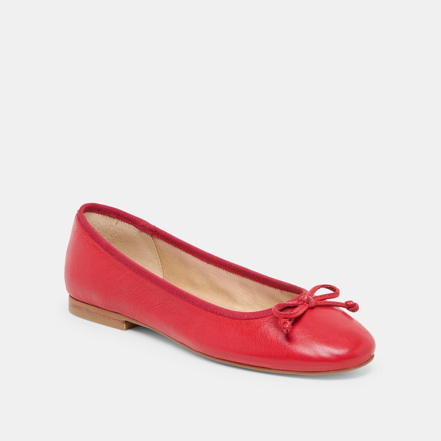 Ritla Wide Cherry Leather Ballet Flats