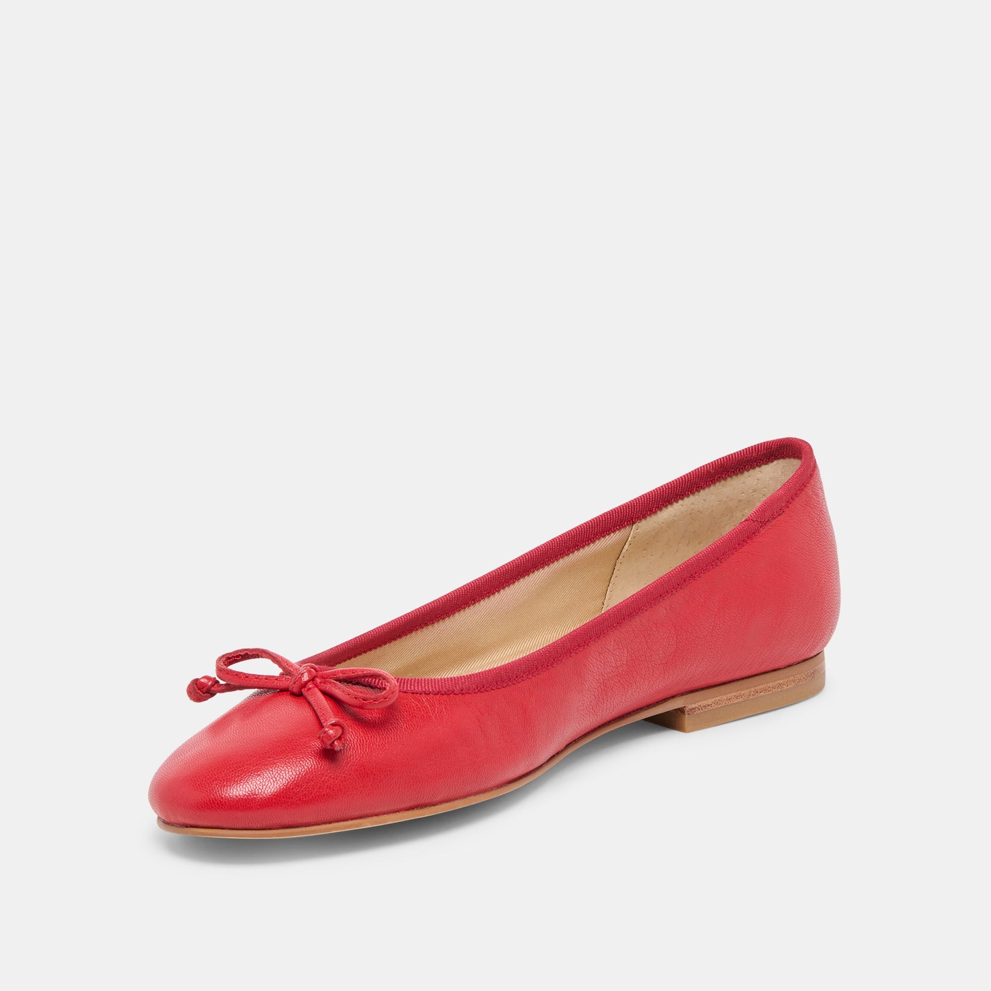 Ritla Wide Cherry Leather Ballet Flats