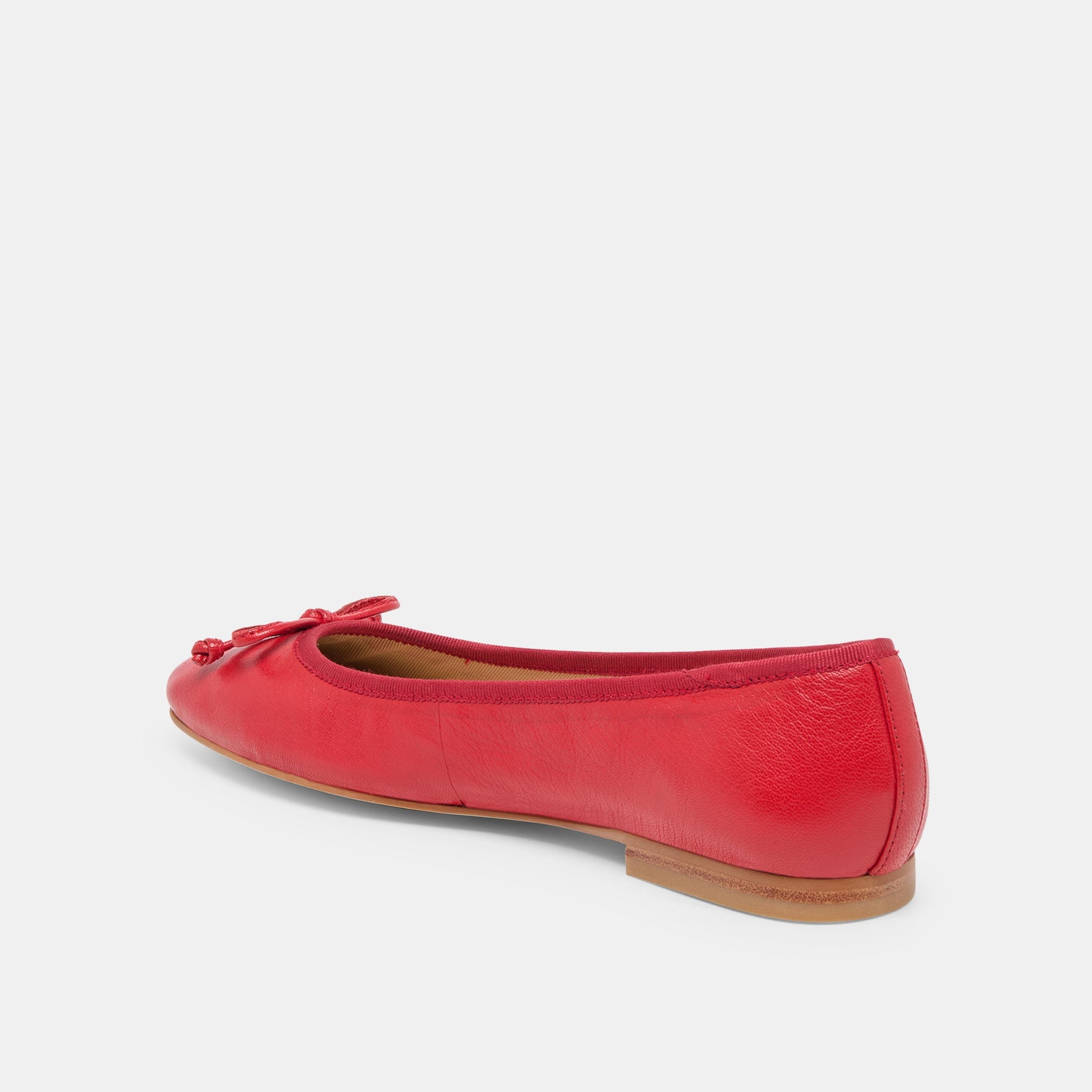 Ritla Wide Cherry Leather Ballet Flats