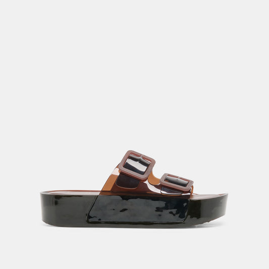 JULIO X Chocolate Vinyl Jelly Platform Sandals