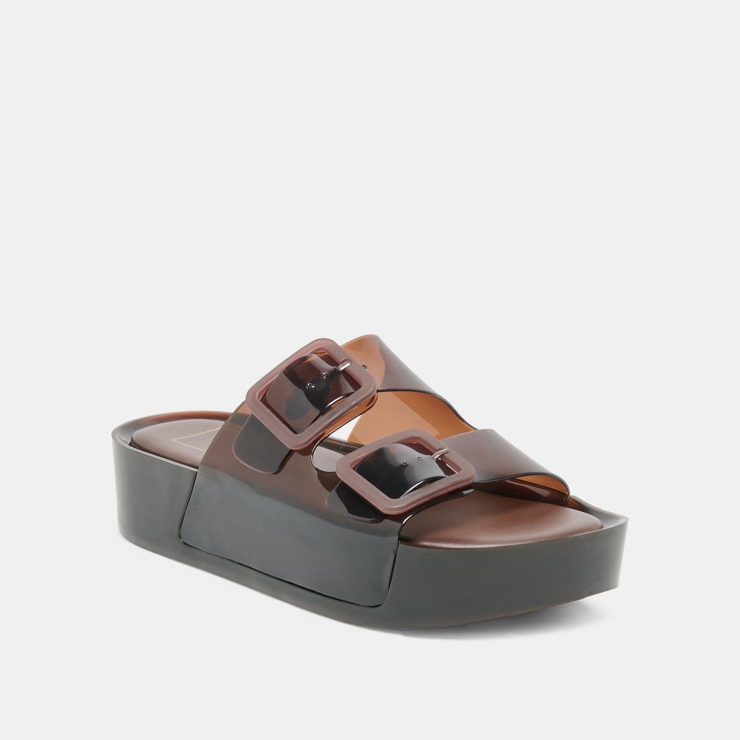 JULIO X Chocolate Vinyl Jelly Platform Sandals