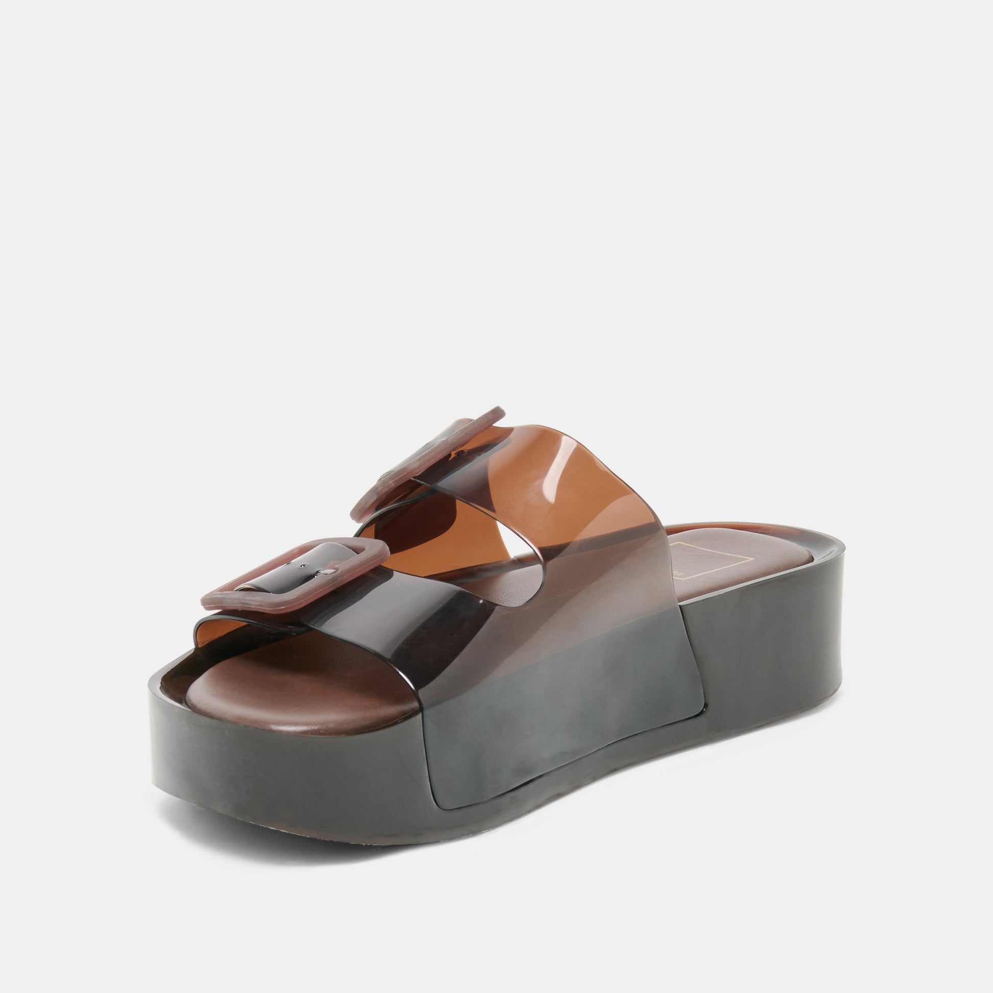 JULIO X Chocolate Vinyl Jelly Platform Sandals