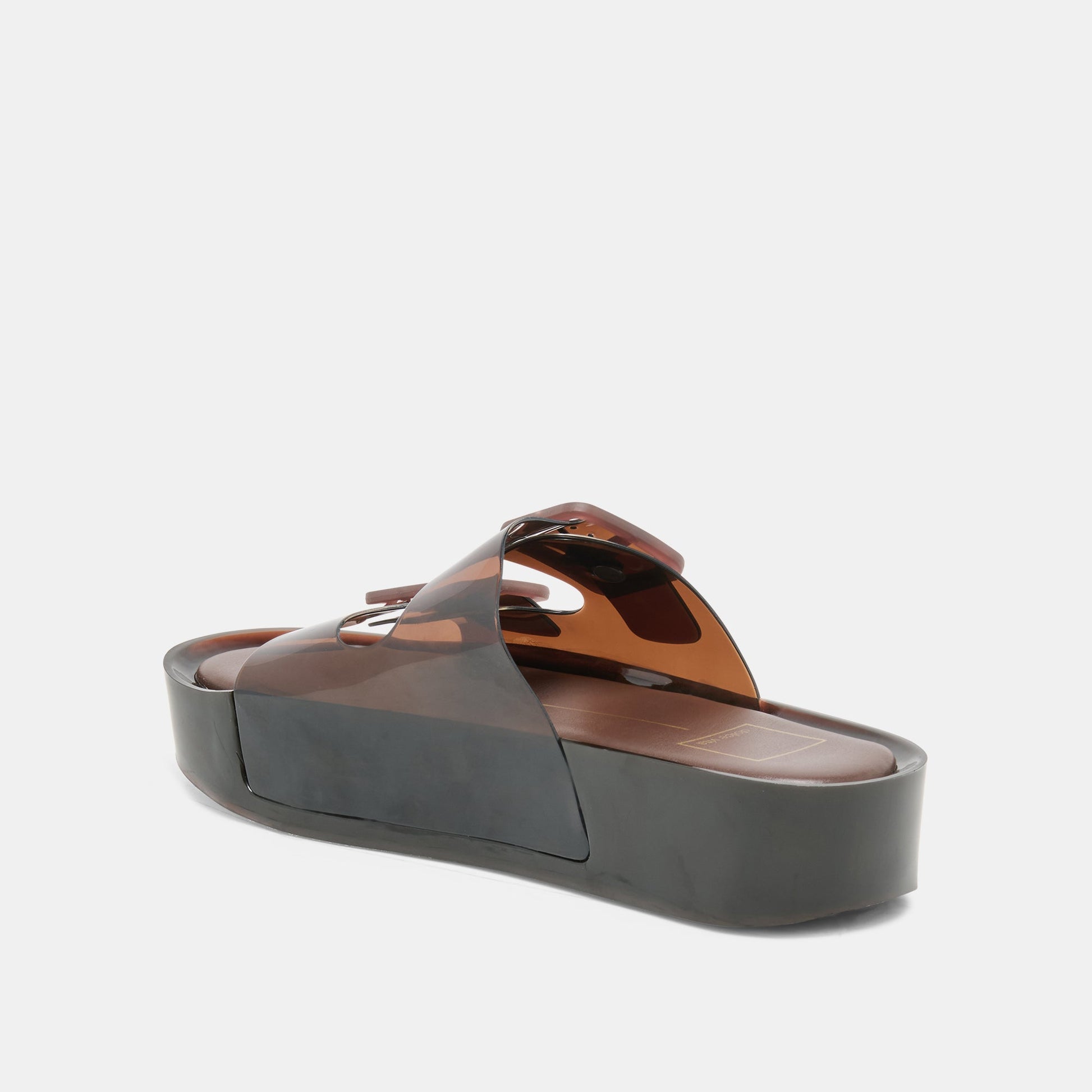 JULIO X Chocolate Vinyl Jelly Platform Sandals