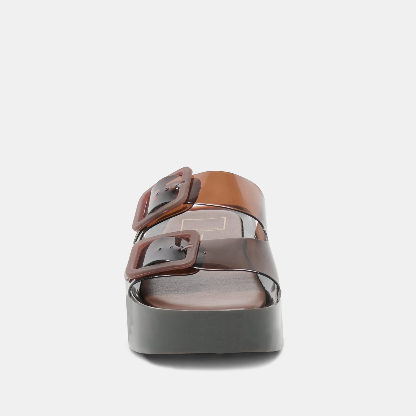 JULIO X Chocolate Vinyl Jelly Platform Sandals