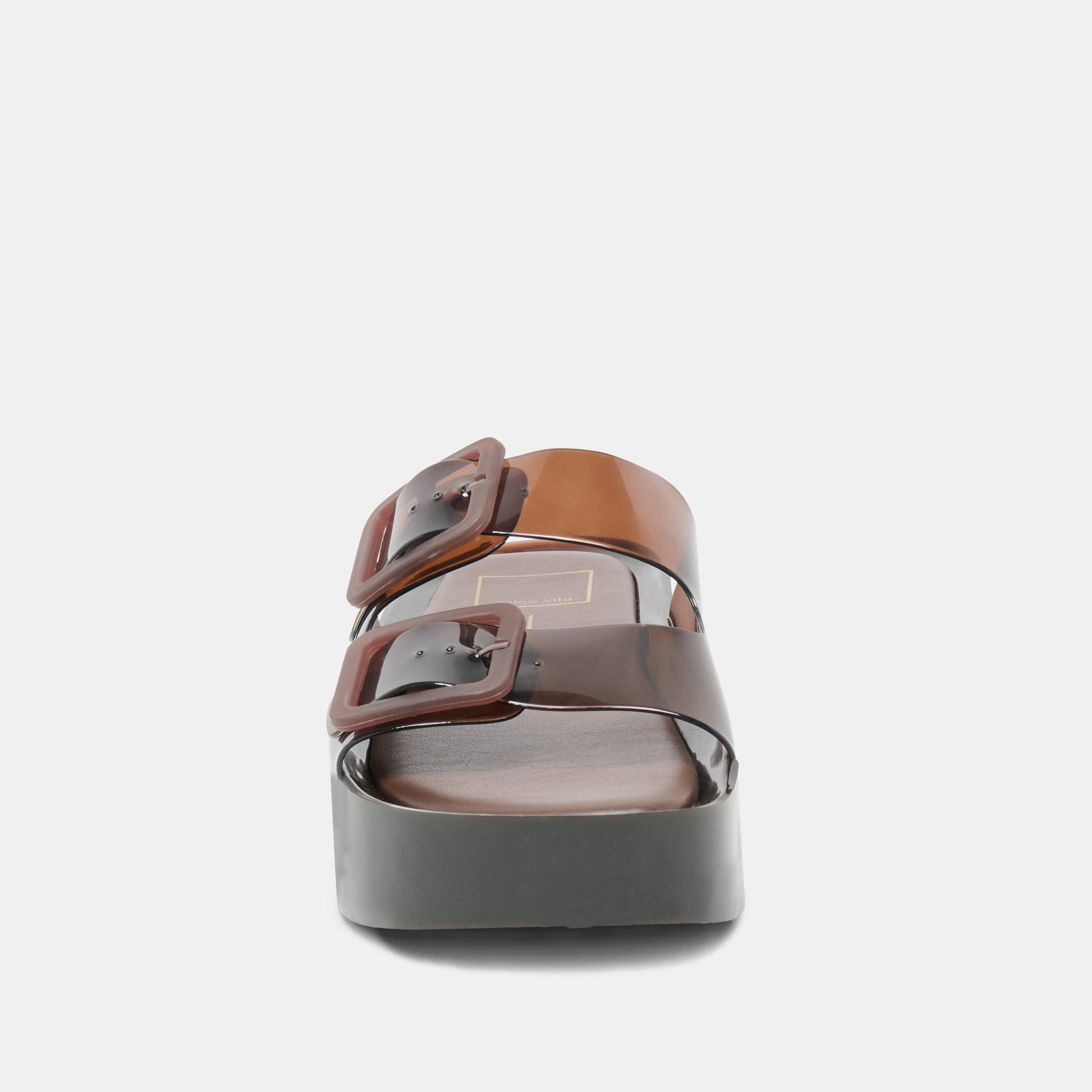 JULIO X Chocolate Vinyl Jelly Platform Sandals